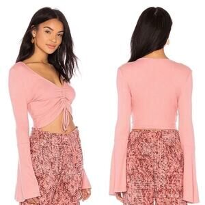 Jack By BB Dakota Women’s Leia Long Flounce Sleeves Cropped Top Size L NWT